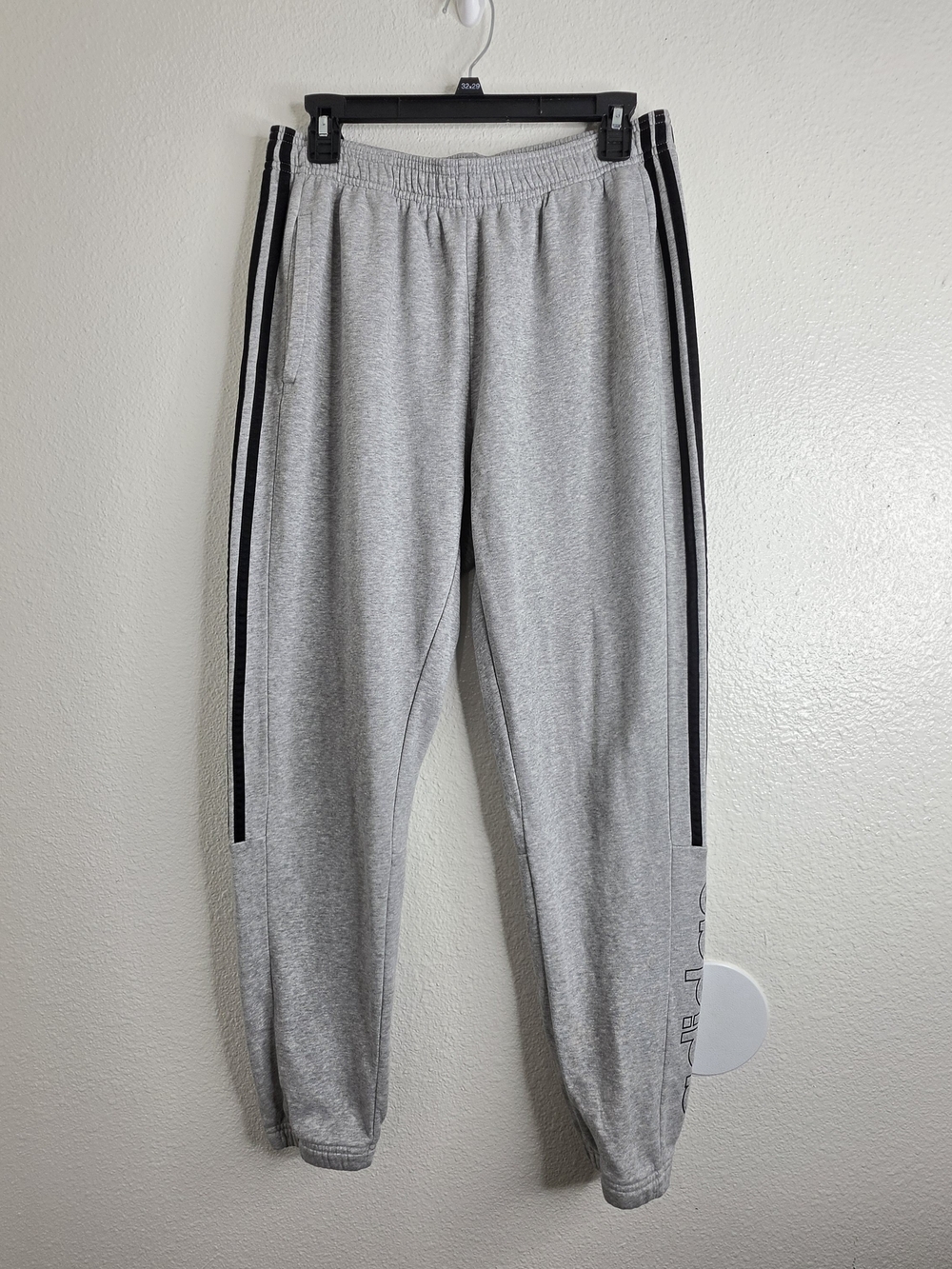 Adidas Gray Fleece Jogger Sweatpants Men’s Size L Black 3-Stripes